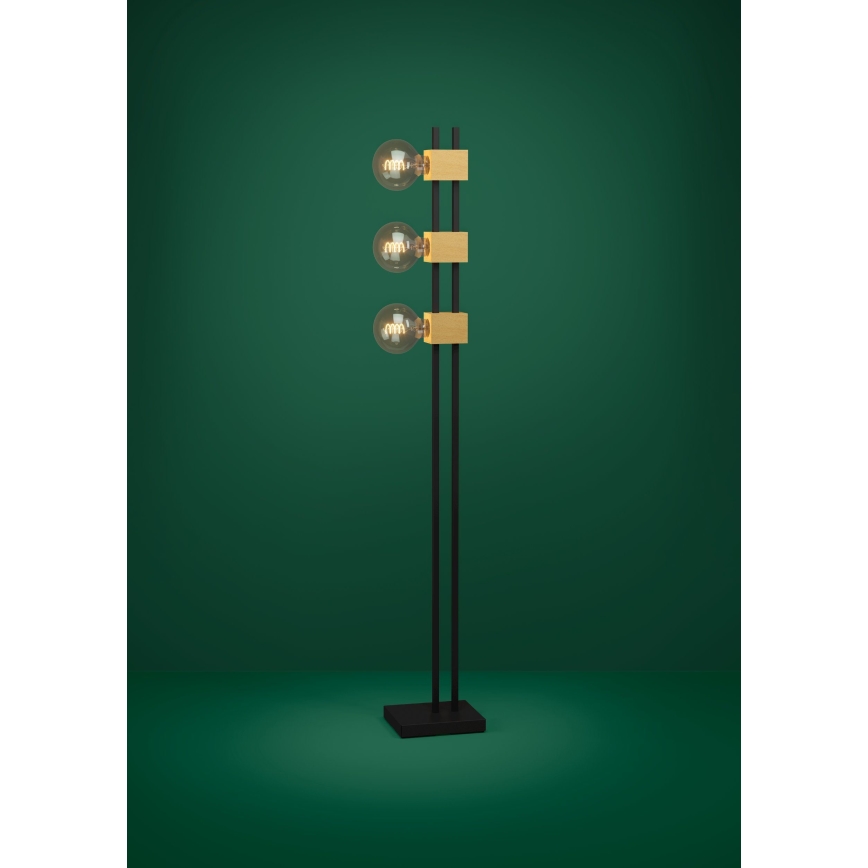 Eglo - Stojací lampa 3xE27/40W/230V černá/hnědá