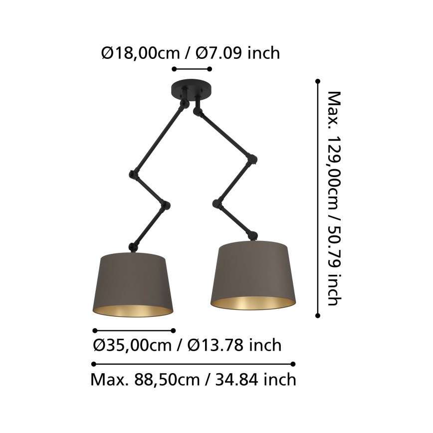 Eglo - Lustr na tyči 2xE27/40W/230V hnědá