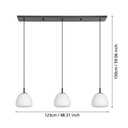 Eglo - Lustr na lanku 3xE27/40W/230V černá