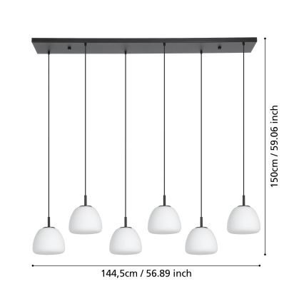 Eglo - Lustr na lanku 6xE27/40W/230V černá