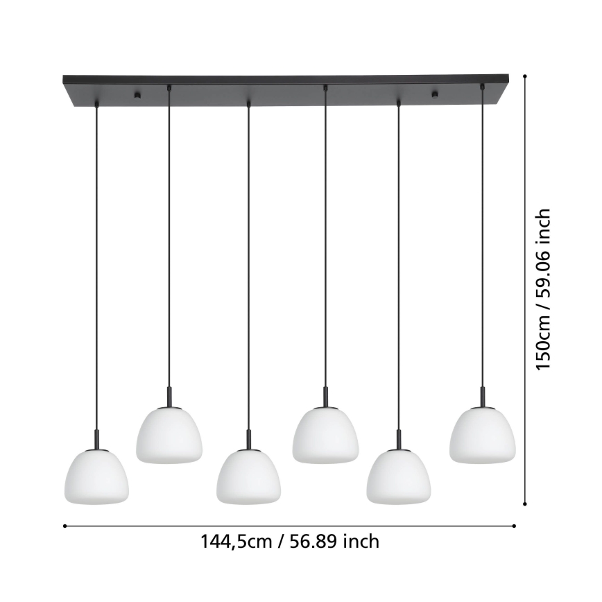 Eglo - Lustr na lanku 6xE27/40W/230V černá