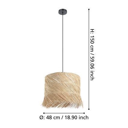 Eglo - Lustr na lanku 1xE27/40W/230V ratan