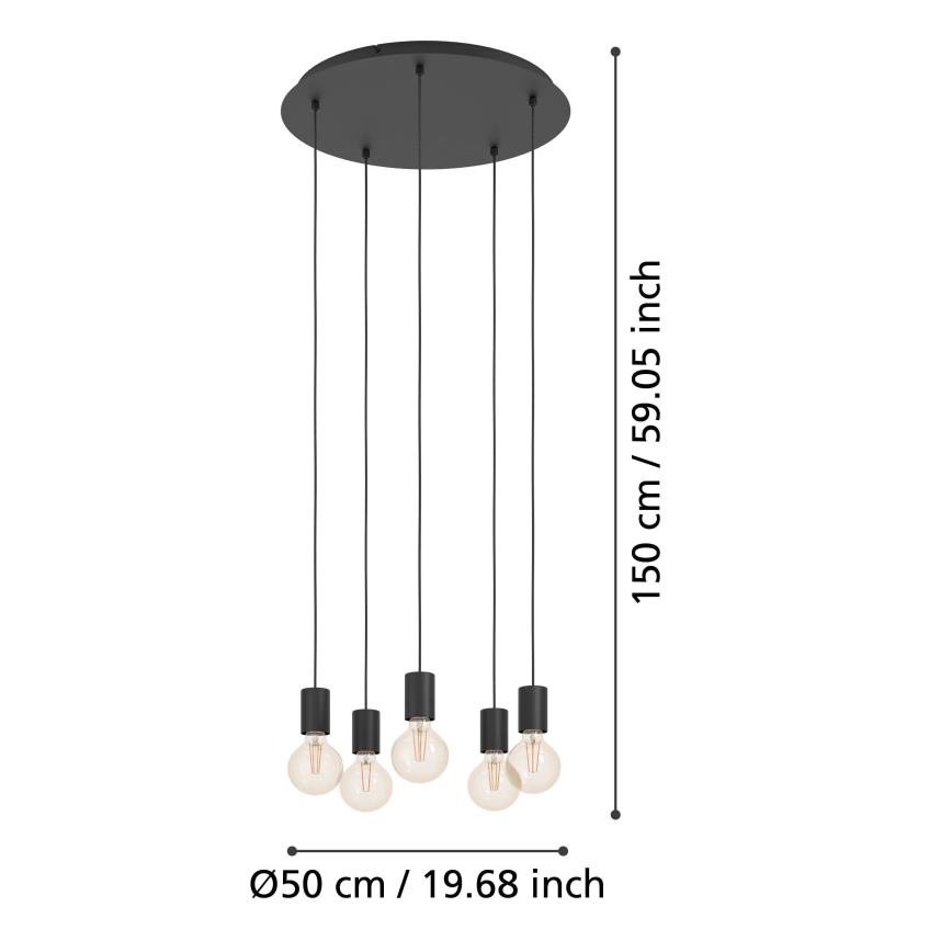 Eglo - Lustr na lanku 5xE27/40W/230V černá