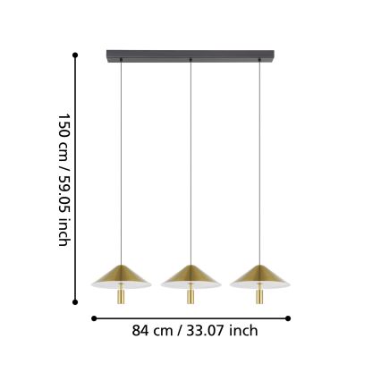 Eglo - LED Stmívatelný lustr na lanku 3xLED/12W/230V 3000K zlatá