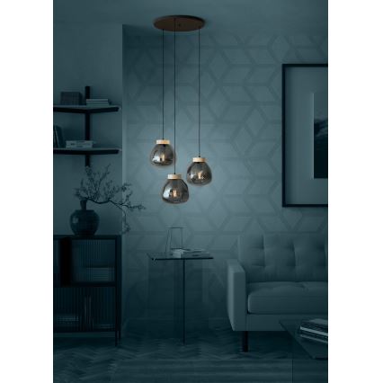 Eglo - Lustr na lanku 3xE27/40W/230V kouřová