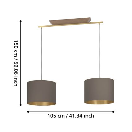 Eglo - Lustr na lanku 2xE27/40W/230V hnědá/zlatá