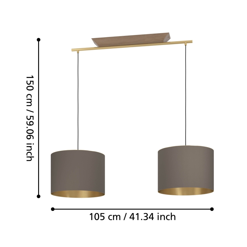 Eglo - Lustr na lanku 2xE27/40W/230V hnědá/zlatá