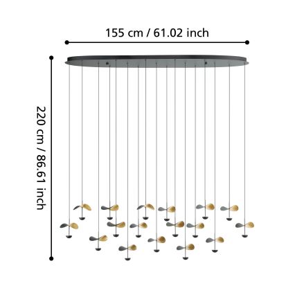 Eglo - LED Stmívatelný lustr na lanku 17xLED/2,3W/230V 3000K