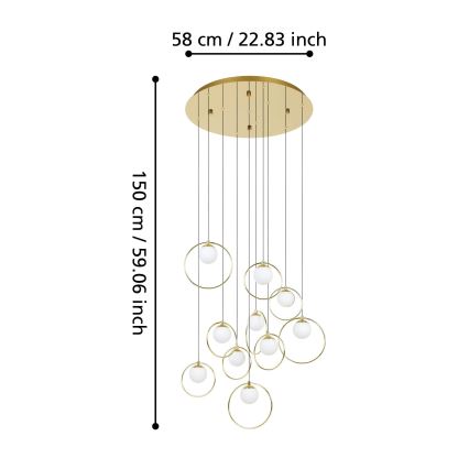 Eglo - LED Stmívatelný lustr na lanku 10xLED/3W/230V 3000K pr. 58 cm zlatá