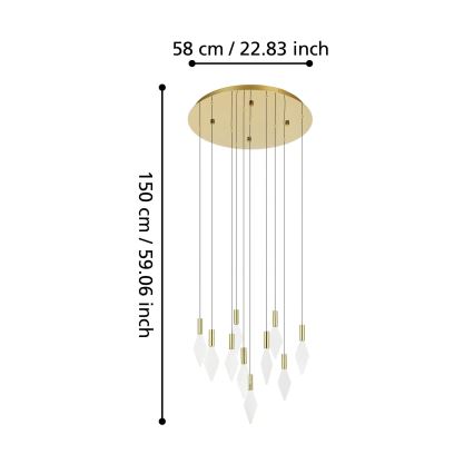 Eglo - LED Stmívatelný lustr na lanku 10xLED/3W/230V 3000K pr. 58 cm zlatá