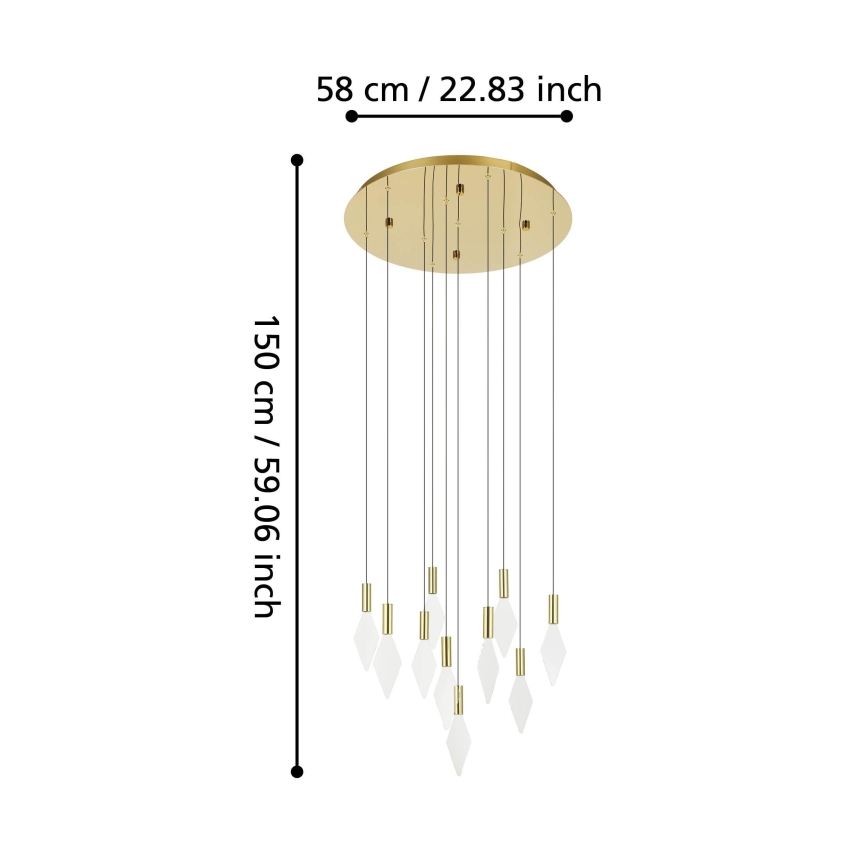 Eglo - LED Stmívatelný lustr na lanku 10xLED/3W/230V 3000K pr. 58 cm zlatá