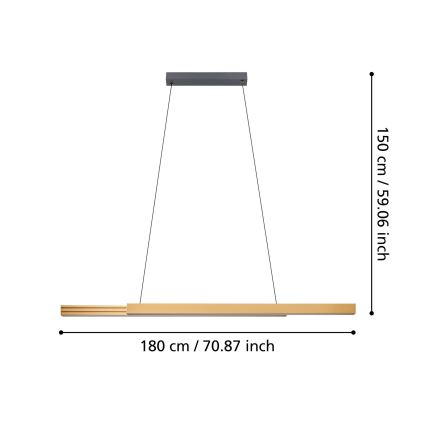 Eglo - LED Stmívatelný lustr na lanku LED/21W/230V 3000K hnědá
