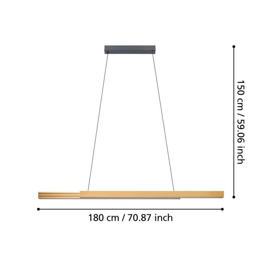 Eglo - LED Stmívatelný lustr na lanku LED/21W/230V 3000K hnědá