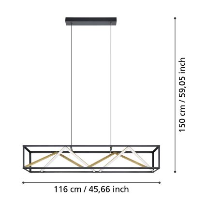 Eglo - LED Stmívatelný lustr na lanku LED/46W/230V 2700-6500K černá/zlatá + dálkové ovládání