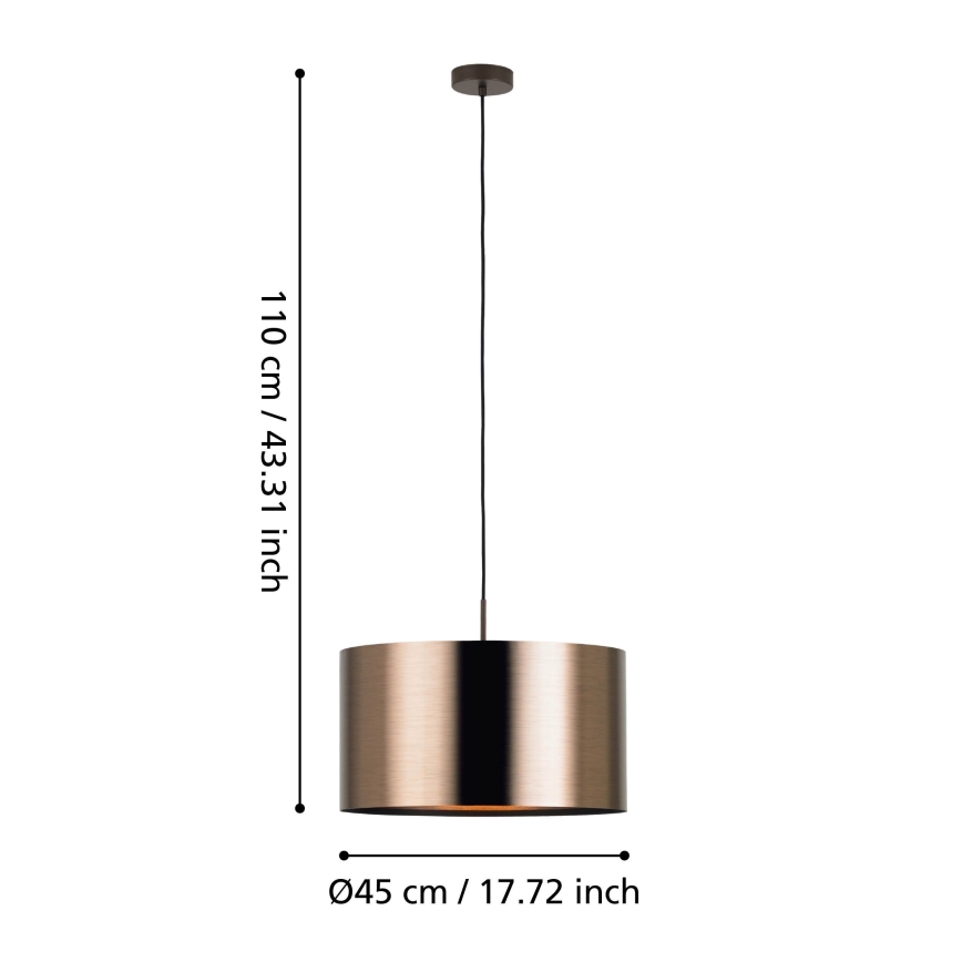 Eglo - Lustr na lanku 1xE27/60W/230V měděná