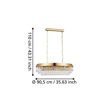 Eglo - Lustr na řetězu 10xE14/40W/230V zlatá