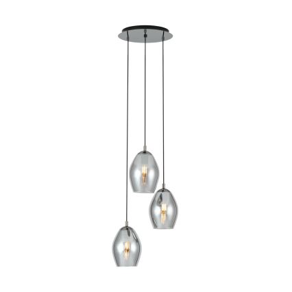 Eglo - Lustr na lanku 3xE27/60W/230V kouřová