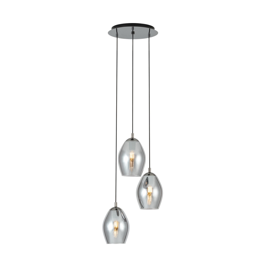 Eglo - Lustr na lanku 3xE27/60W/230V kouřová
