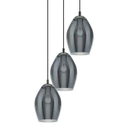 Eglo - Lustr na lanku 3xE27/60W/230V kouřová