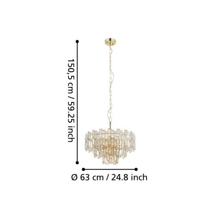 Eglo - Lustr na řetězu 10xE14/25W/230V pr. 63 cm