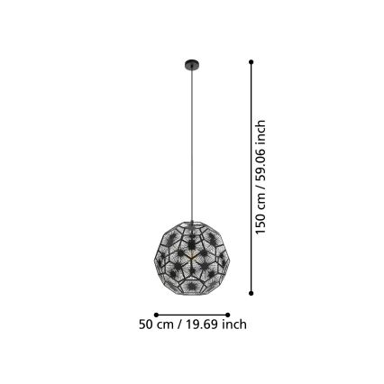 Eglo 39619 - Lustr na lanku 1xE27/60W/230V pr. 50 cm černá