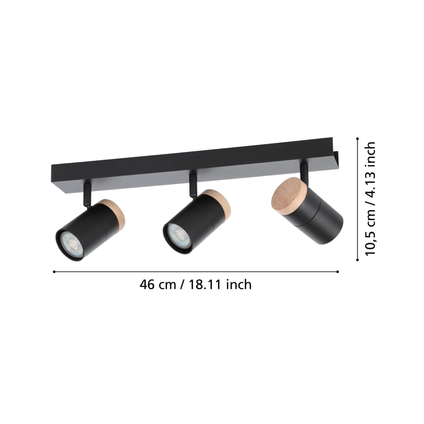 Eglo - LED Bodové svítidlo 3xGU10/4,5W/230V 3000K černá/hnědá