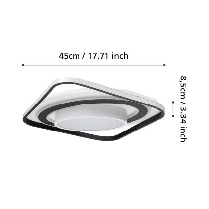 Eglo - LED Stmívatelné stropní svítidlo LED/21,5W/230V + LED/10,5W + LED/3W 3000-6500K černá + dálkové ovládání