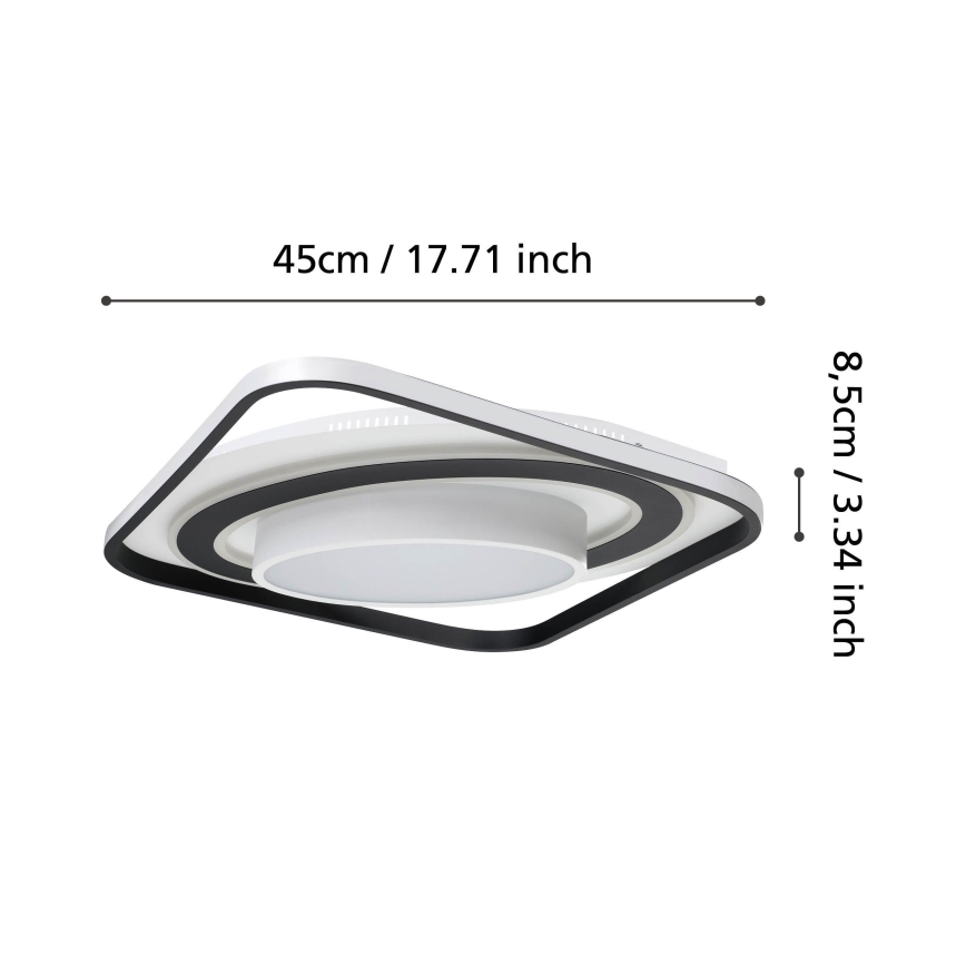 Eglo - LED Stmívatelné stropní svítidlo LED/21,5W/230V + LED/10,5W + LED/3W 3000-6500K černá + dálkové ovládání
