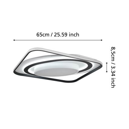 Eglo - LED Stmívatelné stropní svítidlo LED/28W/230V+LED/13W+ LED/2,8W 3000-6500K černá + dálkové ovládání
