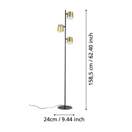 Eglo - LED Stojací lampa 3xGU10/4,6W/230V 3000K zlatá