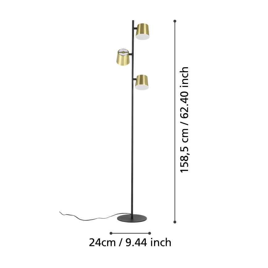 Eglo - LED Stojací lampa 3xGU10/4,6W/230V 3000K zlatá