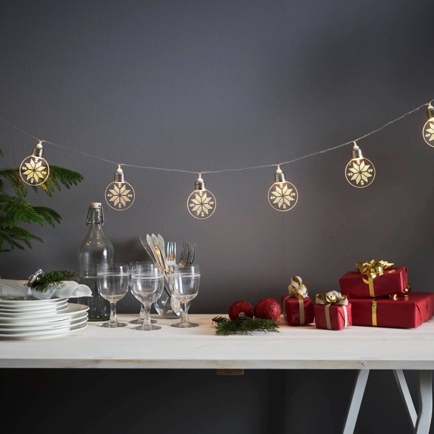Eglo 411112 - LED Vánoční řetěz ORNAMENT 10xLED/3xAA 2,4m teplá bílá