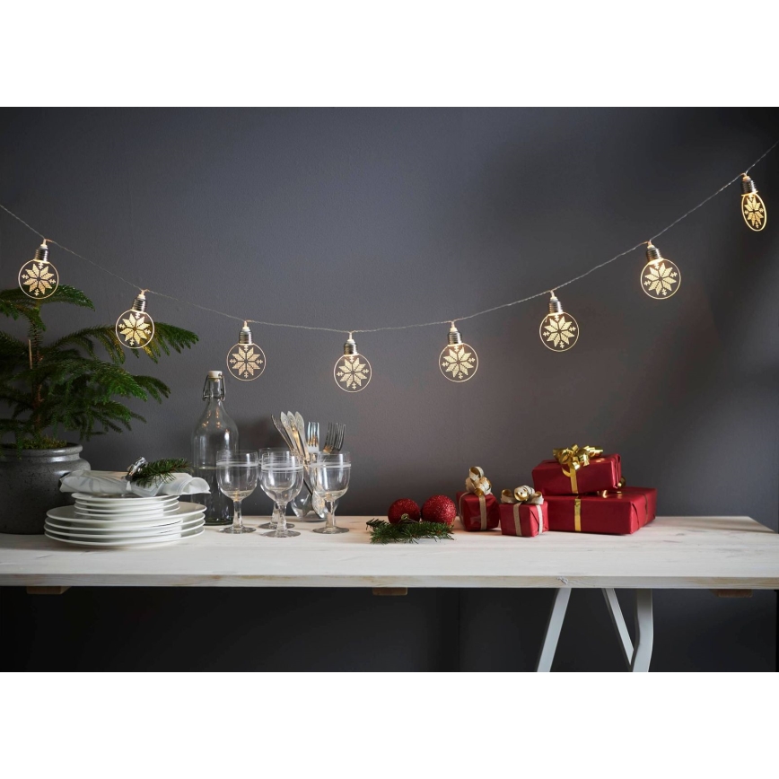 Eglo 411112 - LED Vánoční řetěz ORNAMENT 10xLED/3xAA 2,4m teplá bílá