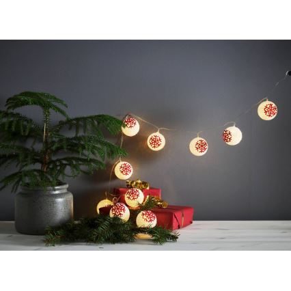 Eglo 411113 - LED  řetěz ORNAMENT 10xLED/3xAA 1,65m teplá bílá