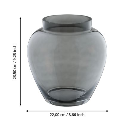 Eglo 421211 - Skleněná váza ASINDRO 23,5x22 cm černá/kouřová