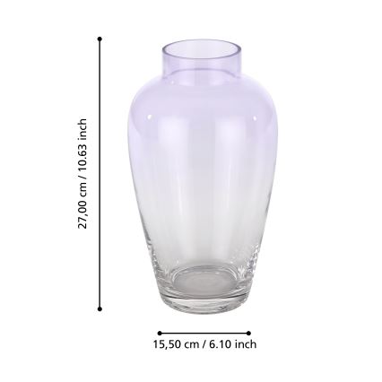 Eglo 421356 - Skleněná váza KENYASI 27x15,5 cm fialová