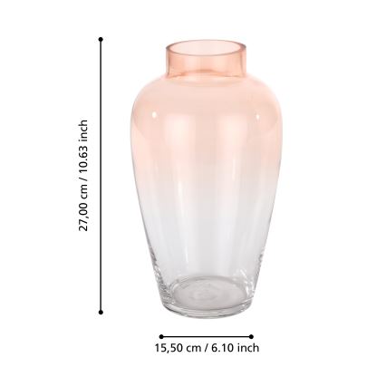 Eglo 421357 - Skleněná váza KENYASI 27x15,5 cm růžová