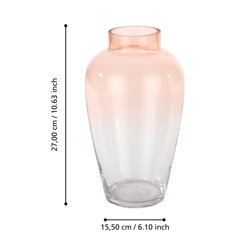 Eglo 421357 - Skleněná váza KENYASI 27x15,5 cm růžová