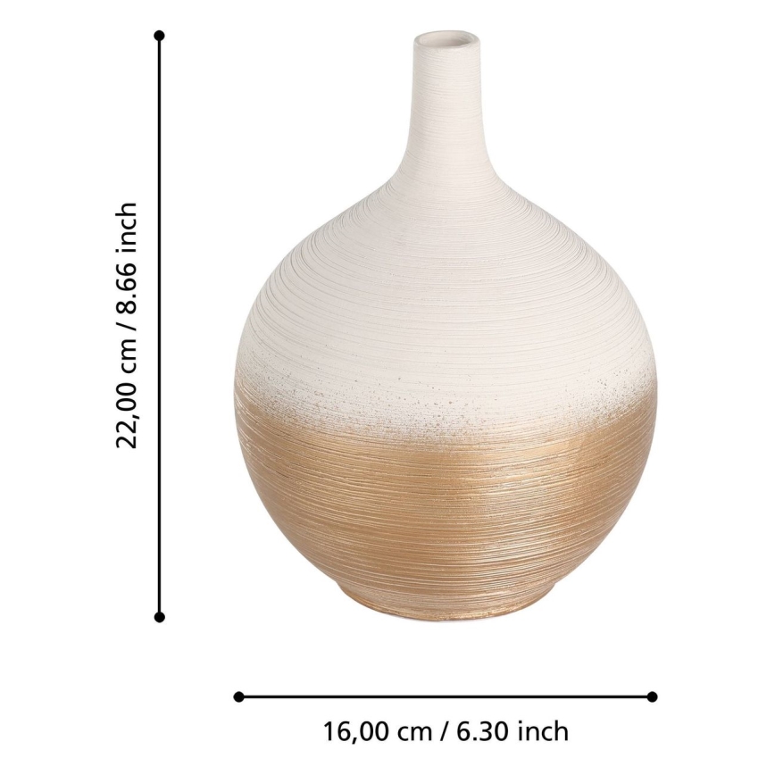Eglo - Keramická váza 22x16 cm bílá/zlatá