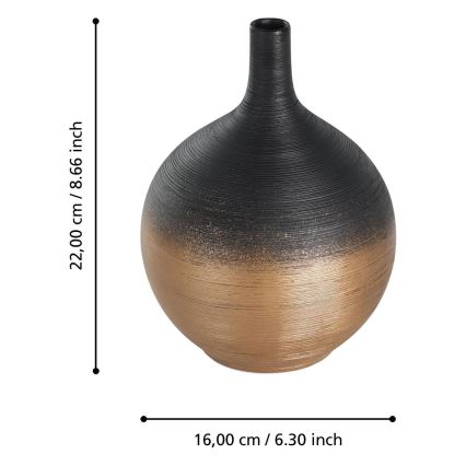 Eglo - Keramická váza 22x16 cm černá/zlatá