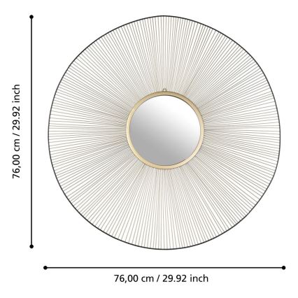Eglo - Nástěnné zrcadlo pr. 76 cm zlatá/černá
