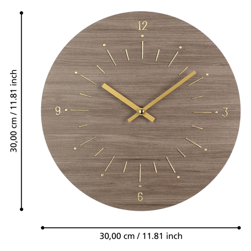 Eglo - Nástěnné hodiny 1xAA pr. 30 cm hnědá