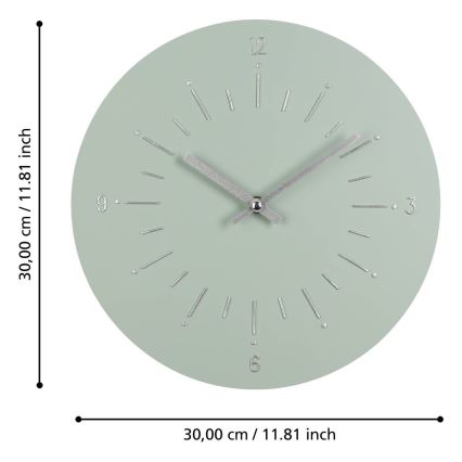 Eglo - Nástěnné hodiny 1xAA pr. 30 cm zelená
