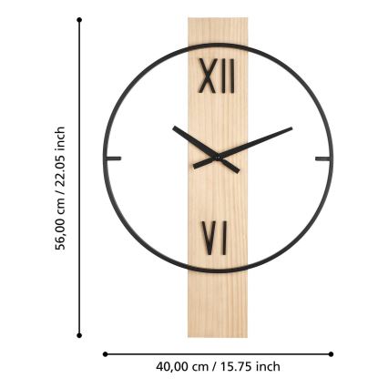 Eglo - Nástěnné hodiny 1xAA 56x40 cm dřevo/kov - FSC certifikováno