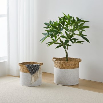 Eglo 426584 - SADA 2x Dekorační koš NANAE 30x31 cm bílá/béžová