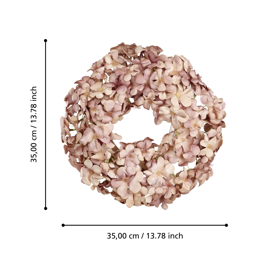 Eglo - Umělý květinový věnec pr. 35 cm růžová