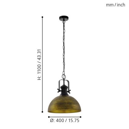 Eglo 43051 - Lustr na řetězu COMBWICH 1xE27/60W/230V