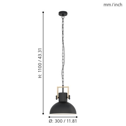 Eglo - Lustr na řetězu 1xE27/28W/230V