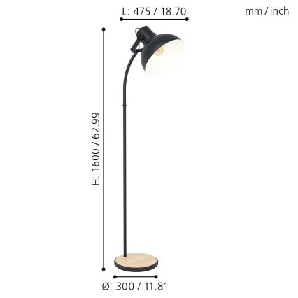 Eglo - Stojací lampa 1xE27/28W/230V