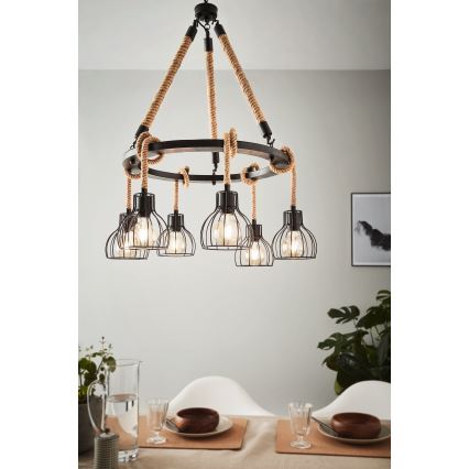 Eglo - Lustr na řetězu 6xE27/28W/230V